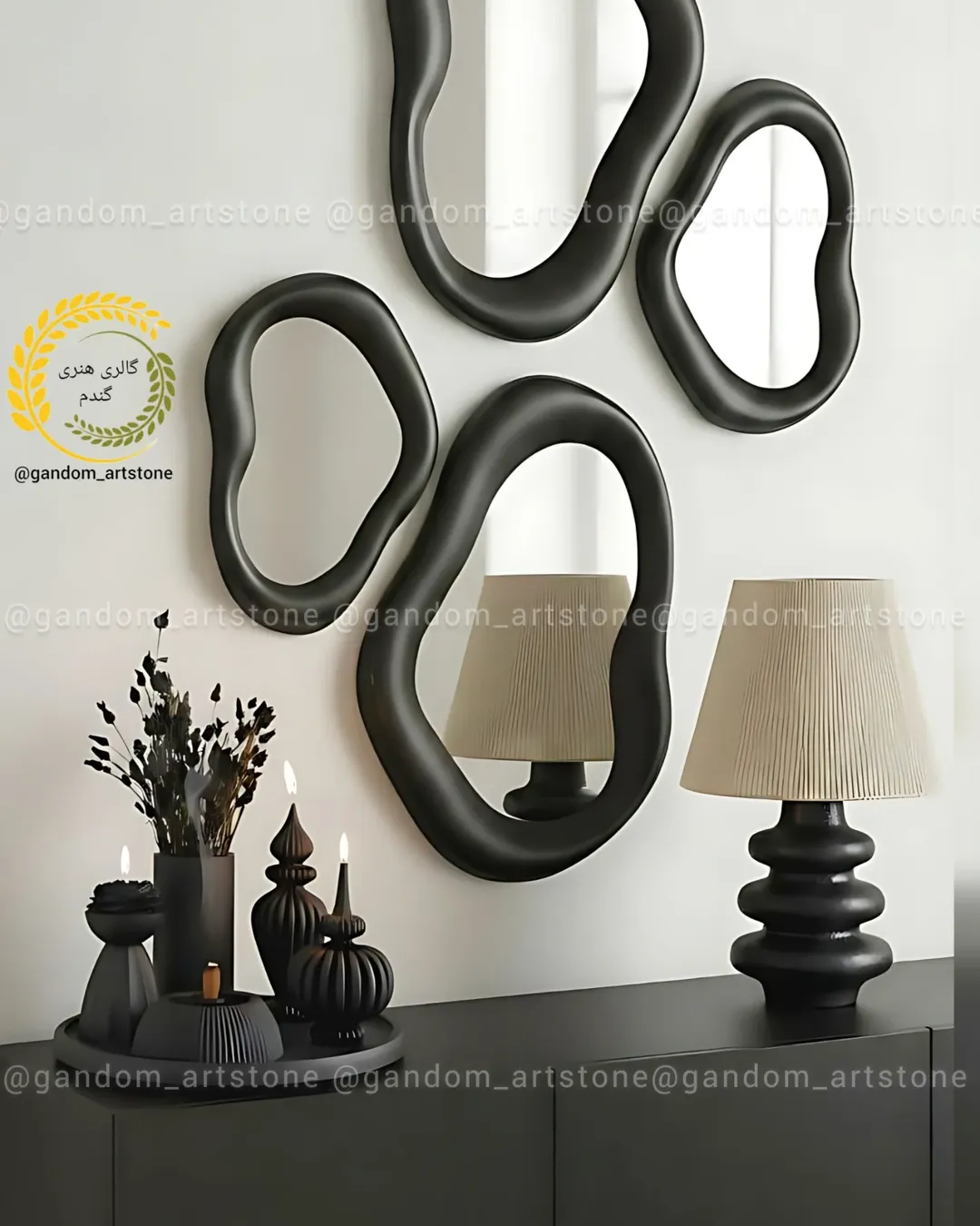 ست دکوری  دکوراتیو کامل شامل  4تایی آینه دکوراتیو _ ست 7 تیکه دکوری _آباژور ابشاری