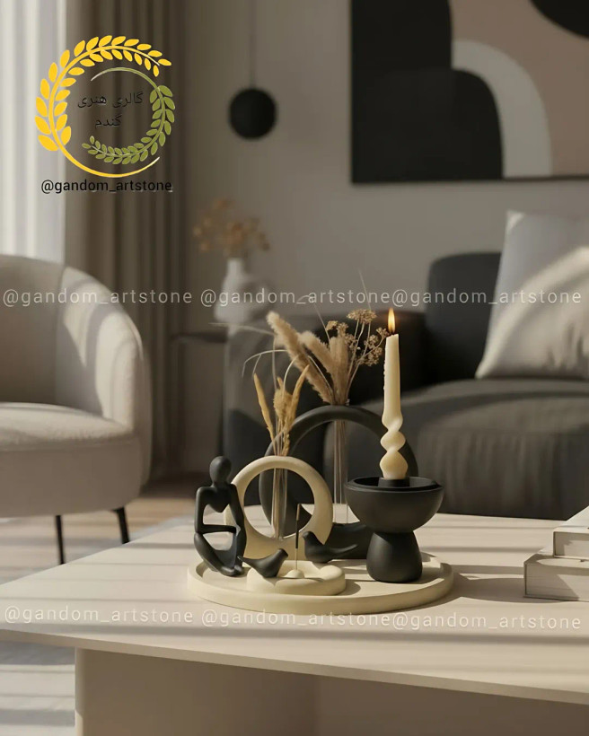 ست کامل دکوری بهمراه گل خشک و شمع