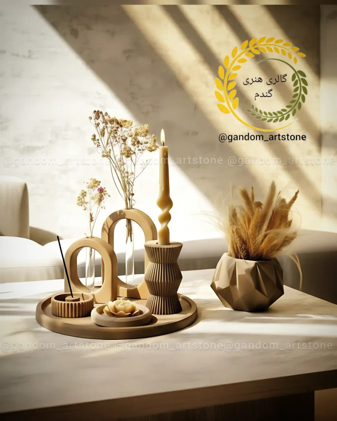 ست دکوری کامل شمع و گل خشک