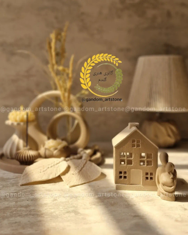 ست دکوری کامل با سینی بتنی و تسبیح و شمع
