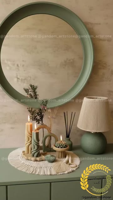 ست  دکوری کامل با شمع ها و رانر و تسبیح دکوراتیو و آباژور