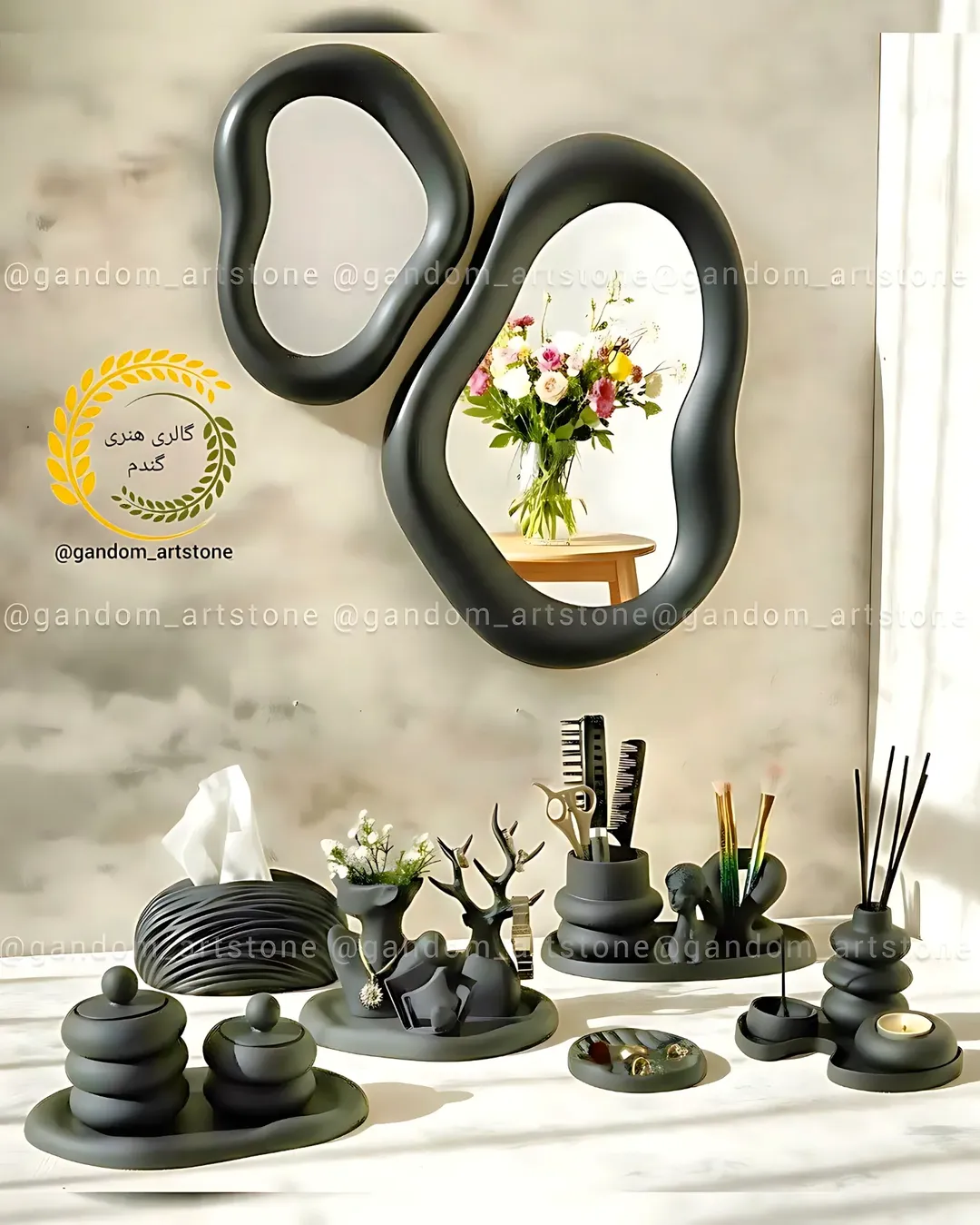 ست نظم دهنده میز آرایش آینه بزرگ