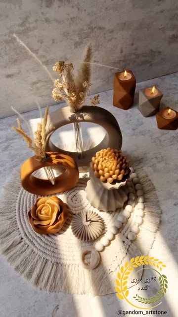 ست دکوری با رانر و تسبیح مکرومه با سه سه تایی جا وارمر