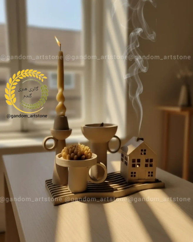 ست دکوری با شمع و کلبه