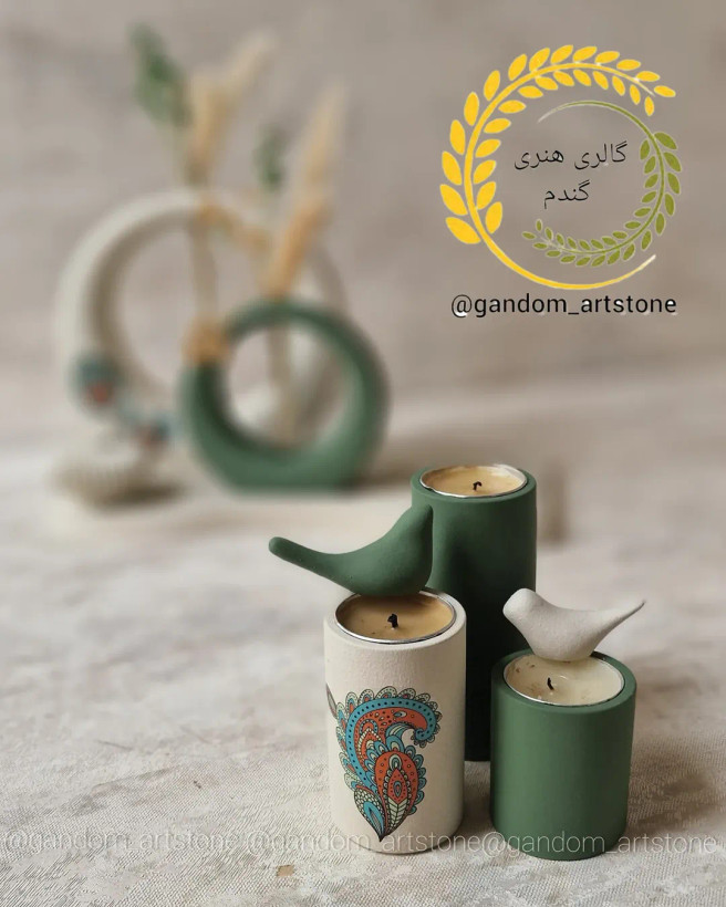 ست کامل دکوراتیو به همراه شمع و گل خشک رانر و تسبیح دکوراتیو
