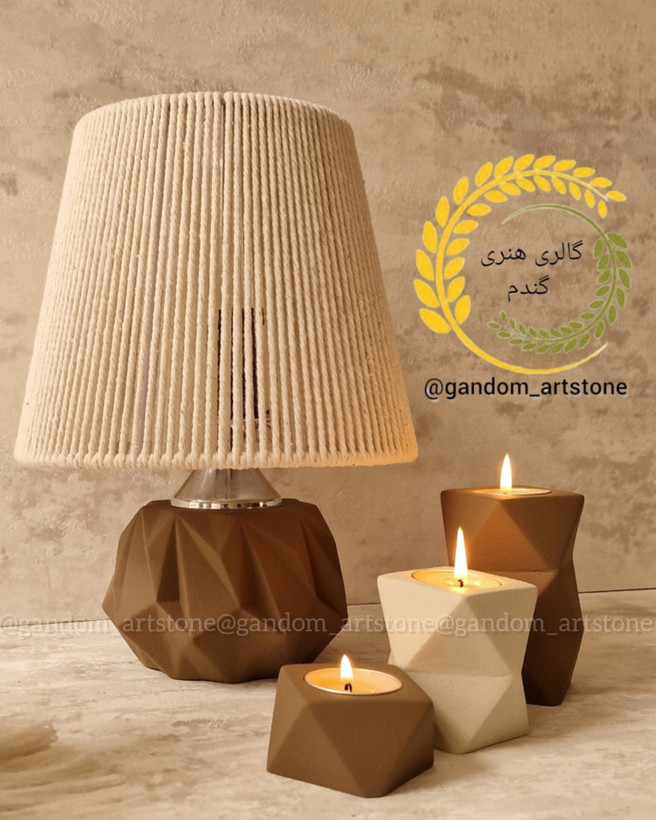 ست کامل دکوری بهمراه شمع و گل خشگ تسبیح دکوراتیو و رانر و آباژور