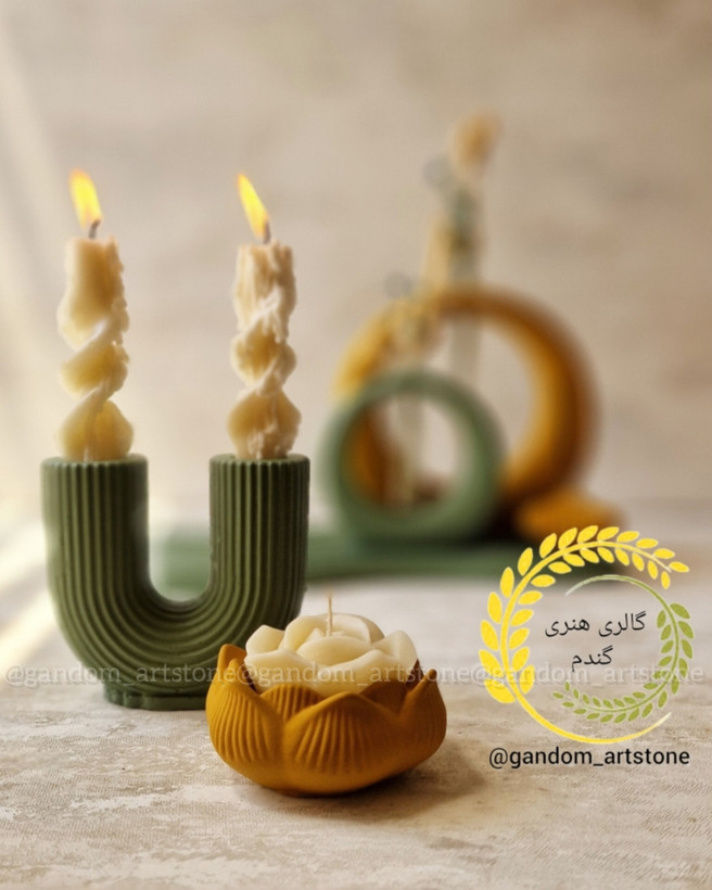 ست کامل دکوری بهمراه گل خشک و شمع ها
