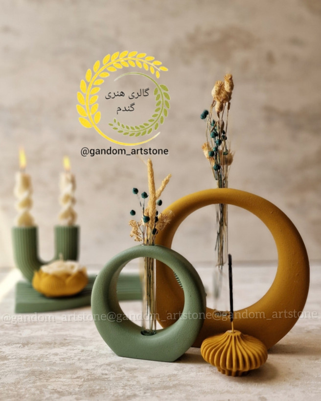 ست کامل دکوری بهمراه گل خشک و شمع ها