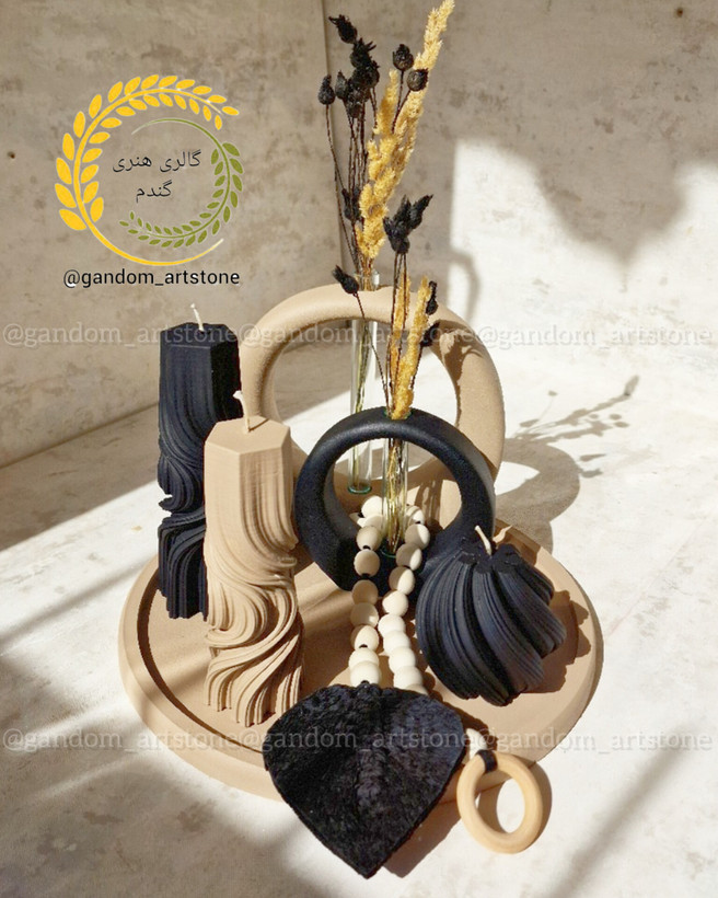 ست کامل دکوری بهمراه گل خشک و شمع ها و تسبیح دکوراتیو