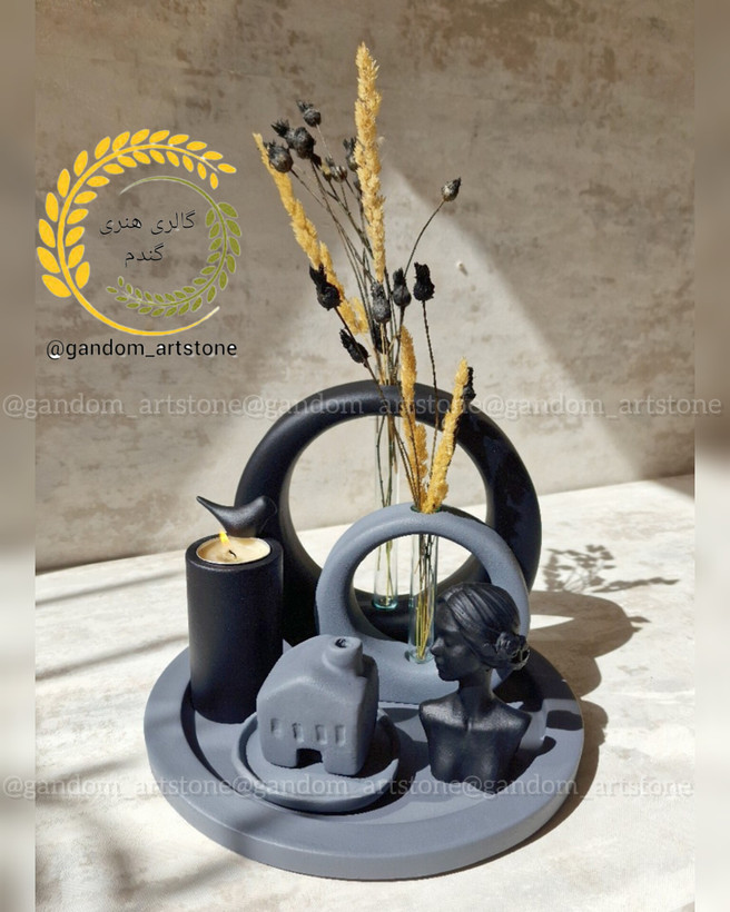 ست کامل دکوری بهمراه گل خشک و شمع