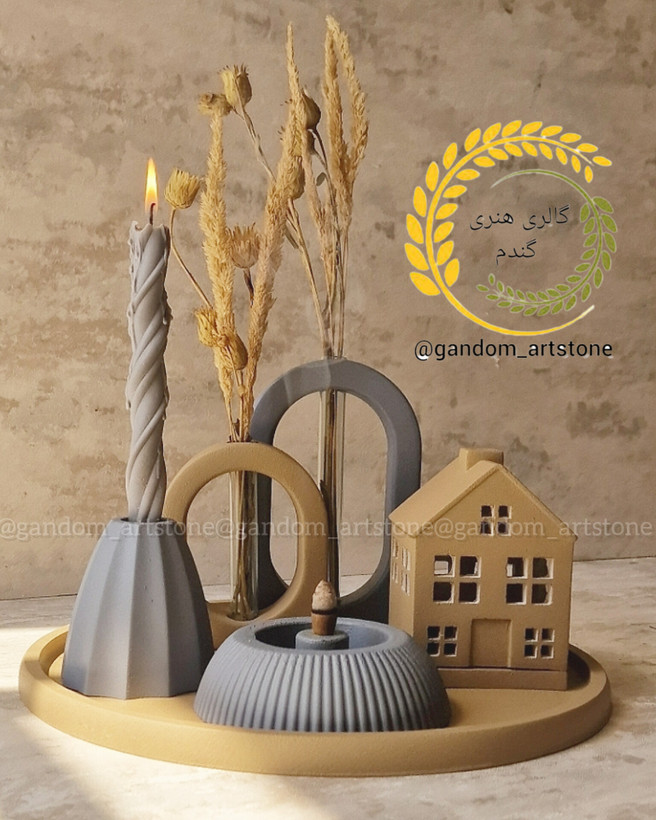 ست کامل دکوری بهمراه گل خشک و شمع