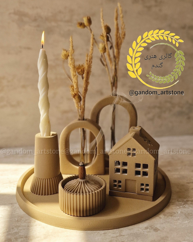 ست کامل دکوری بهمراه گل خشک و شمع