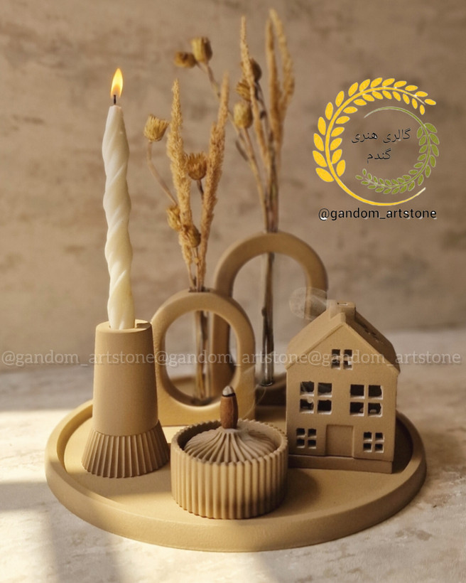 ست کامل دکوری بهمراه گل خشک و شمع