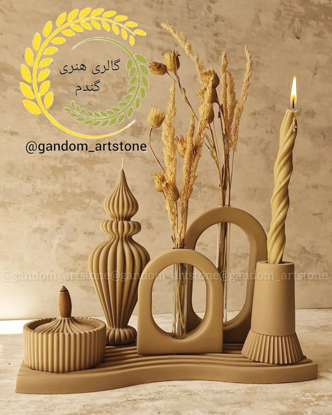 ست کامل دکوری بهمراه گل خشک و شمع