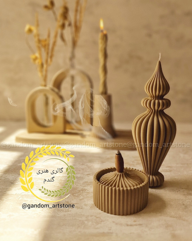 ست کامل دکوری بهمراه گل خشک و شمع