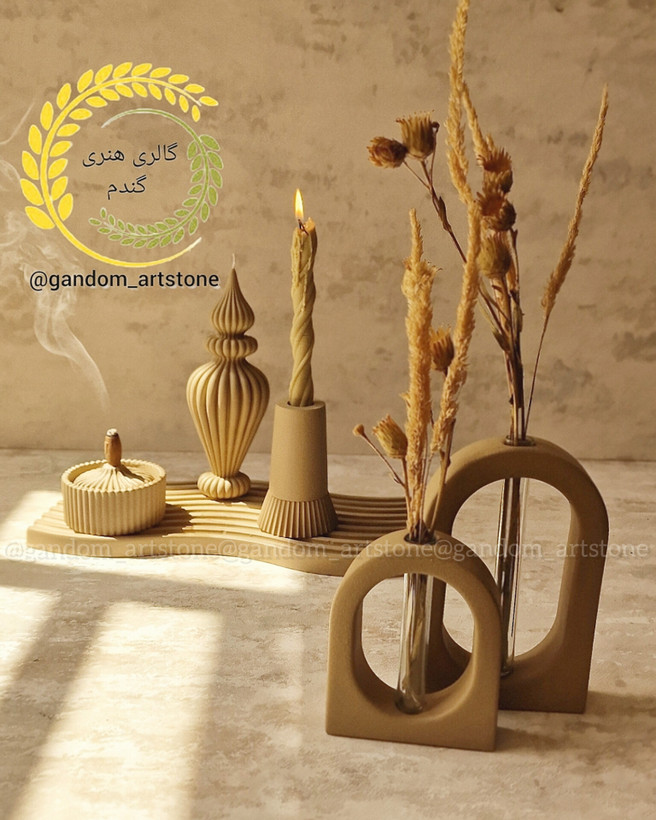 ست کامل دکوری بهمراه گل خشک و شمع