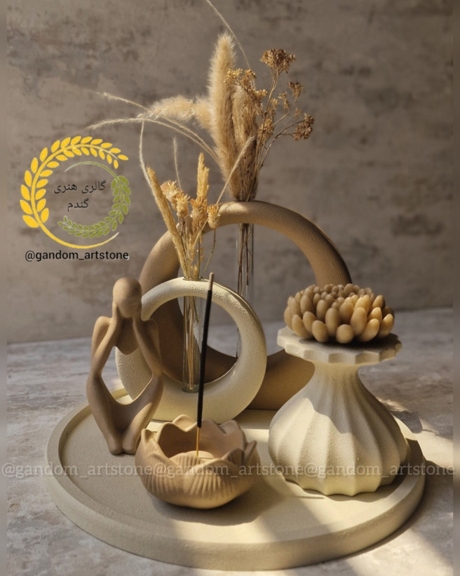 ست کامل دکوری بهمراه گل خشک و شمع